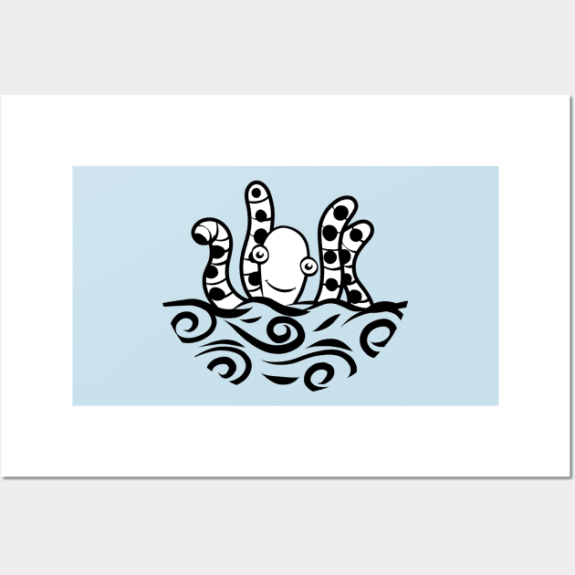 Friendly black & white Octopus Wall Art by SubtleSplit